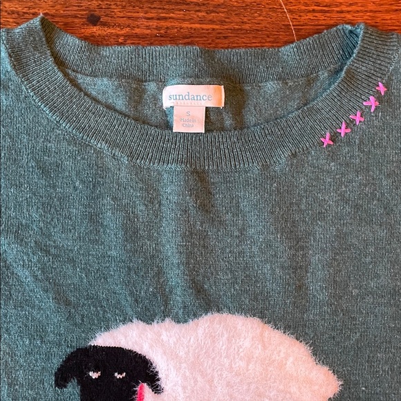 SUNDANCE Green Sheep Sweater “I Love Ewe” Design Size S Small Wool Blend - Picture 3 of 16